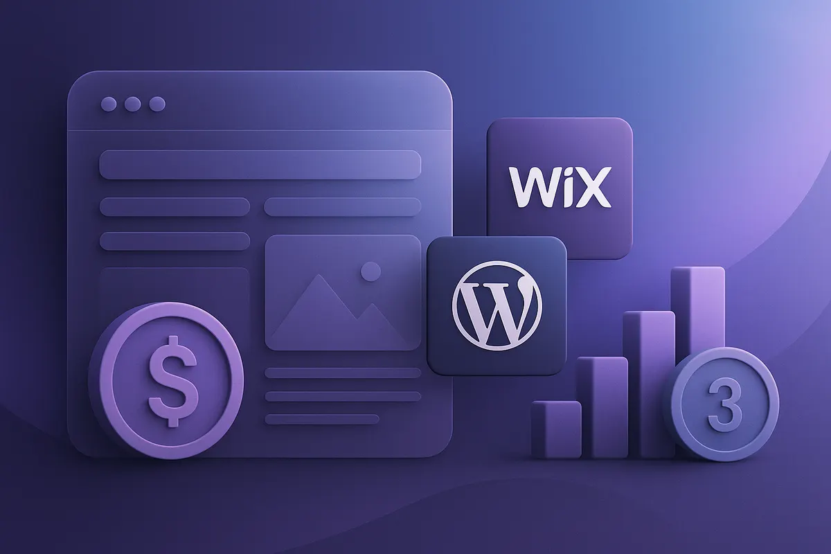 Comparaison des coûts d'un site sur-mesure et de Wix/WordPress sur 3 ans.